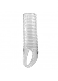 Прозрачная насадка на пенис с ребрышками и подхватом мошонки - Baile - в Рязани купить с доставкой