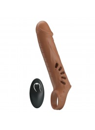 Коричневая вибронасадка с подхватом мошонки и пультом ДУ - Baile - в Рязани купить с доставкой