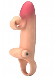 Телесная вибронасадка на пенис с подхватом мошонки - 20 см. - Baile - в Рязани купить с доставкой