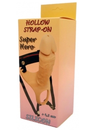 Телесный полый страпон на ремешках - 16,5 см. - Boys of Toys - купить с доставкой в Рязани