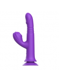 Фиолетовый вибратор-кролик на присоске - 23,8 см. - I-MOON