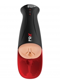 Телесный мастурбатор-вагина в черной колбе с вибрацией Fuck-O-Matic Pro XL - Pipedream - в Рязани купить с доставкой