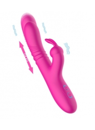 Розовый вибратор-кролик с функцией поступательных движений - 24,3 см. - Secwell