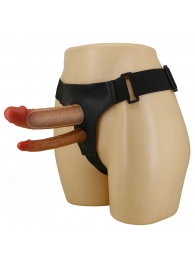 Темно-бежевый фаллопротез для двойного проникновения - 17,5 см. - Baile - купить с доставкой в Рязани