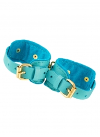 Голубые двуслойные кожаные оковы - Pecado - купить с доставкой в Рязани