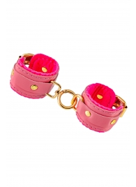 Розовые двуслойные кожаные оковы - Pecado - купить с доставкой в Рязани