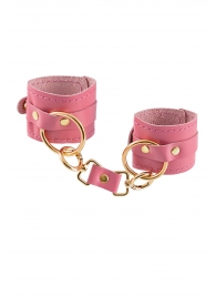 Розовые однослойные кожаные наручники - Pecado - купить с доставкой в Рязани
