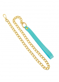 Голубой кожаный поводок с карабином для ошейника - 80 см. - Pecado - купить с доставкой в Рязани