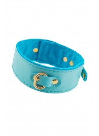 Голубой двуслойный кожаный ошейник с подкладкой из фетра - Pecado - купить с доставкой в Рязани