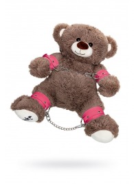 Бондажный набор: бурый мишка с розовыми оковами и наручниками - Pecado - купить с доставкой в Рязани