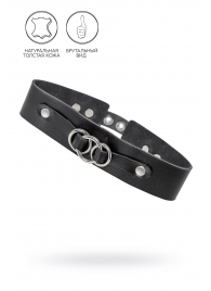 Черный чокер-ошейник со связанными кольцами на подложке - Pecado - купить с доставкой в Рязани