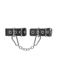 Черные кожаные наручники-браслеты из одного ремешка с люверсами - Pecado - купить с доставкой в Рязани