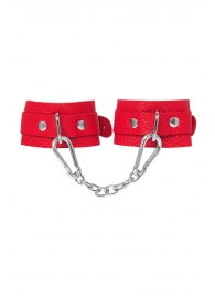 Красные кожаные наручники-браслеты со скруглёнными углами - Pecado - купить с доставкой в Рязани