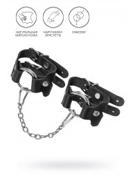 Черные кожаные наручники-браслеты из двух ремешков - Pecado - купить с доставкой в Рязани