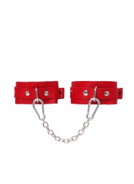 Красные кожаные узкие оковы со скруглёнными углами - Pecado - купить с доставкой в Рязани