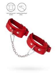 Красные кожаные узкие оковы со скруглёнными углами - Pecado - купить с доставкой в Рязани