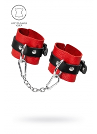 Красно-черные мягкие наручники с одним ремешком с люверсами - Pecado - купить с доставкой в Рязани
