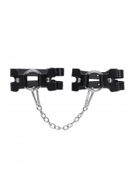 Черные кожаные оковы из двух ремешков - Pecado - купить с доставкой в Рязани