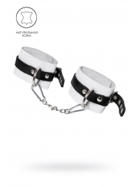 Бело-черные мягкие оковы с одним ремешком и люверсами - Pecado - купить с доставкой в Рязани