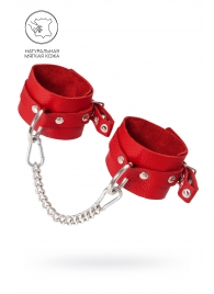 Красные мягкие кожаные оковы с люверсами - Pecado - купить с доставкой в Рязани