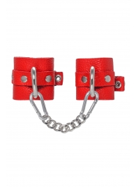 Красные мягкие кожаные наручники с люверсами - Pecado - купить с доставкой в Рязани