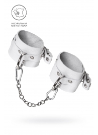 Белые мягкие кожаные оковы с люверсами - Pecado - купить с доставкой в Рязани