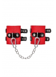 Красно-черные мягкие наручники с двумя ремешками с люверсами - Pecado - купить с доставкой в Рязани