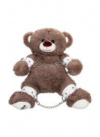 Бондажный набор: бурый мишка с белыми оковами и наручниками - Pecado - купить с доставкой в Рязани