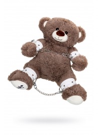 Бондажный набор: бурый мишка с белыми оковами и наручниками - Pecado - купить с доставкой в Рязани