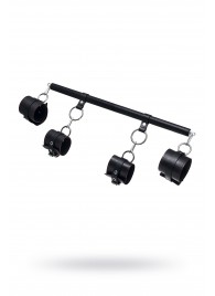 Черная распорка с 4 манжетами для рук и ног - Pecado - купить с доставкой в Рязани