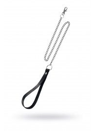 Поводок с ручкой из черной натуральной кожи и карабином для ошейника - Pecado - купить с доставкой в Рязани