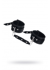 Черные двухслойные кожаные оковы с белой строчкой - Pecado - купить с доставкой в Рязани
