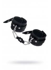 Черные двухслойные наручники с белой строчкой - Pecado - купить с доставкой в Рязани