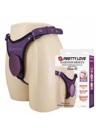 Фиолетовые трусики харнесс с платформой Caludio III - Baile - купить с доставкой в Рязани