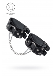 Черные кожаные оковы с двумя ремешками - Pecado - купить с доставкой в Рязани