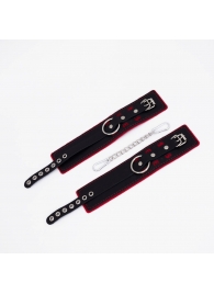 Черно-красные оковы с красной строчкой Sex - Crazy Handmade - купить с доставкой в Рязани