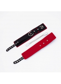 Черно-красные оковы с красной строчкой Sex - Crazy Handmade - купить с доставкой в Рязани