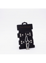 Черные кожаные наручники с регулируемыми ремешками - Crazy Handmade - купить с доставкой в Рязани