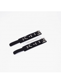 Черные кожаные наручники с регулируемыми ремешками - Crazy Handmade - купить с доставкой в Рязани