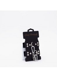 Черные кожаные оковы с регулируемыми ремешками - Crazy Handmade - купить с доставкой в Рязани