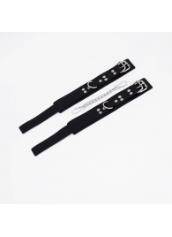 Черные кожаные оковы с регулируемыми ремешками - Crazy Handmade - купить с доставкой в Рязани