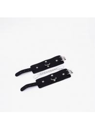 Черные кожаные наручники с хромированной фурнитурой - Crazy Handmade - купить с доставкой в Рязани