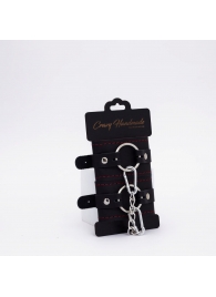 Черно-красные кожаные наручники - Crazy Handmade - купить с доставкой в Рязани