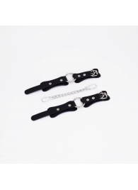 Черные кожаные наручники с кольцом - Crazy Handmade - купить с доставкой в Рязани