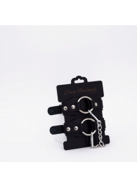 Черные кожаные оковы с кольцом - Crazy Handmade - купить с доставкой в Рязани