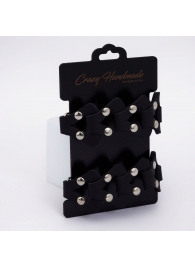 Черные кожаные наручники из звеньев - Crazy Handmade - купить с доставкой в Рязани