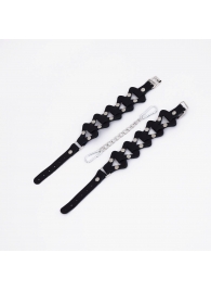 Черные кожаные наручники из звеньев - Crazy Handmade - купить с доставкой в Рязани