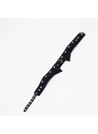 Черный однослойный кожаный ошейник с имитацией воротничка - Crazy Handmade - купить с доставкой в Рязани