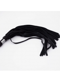 Черный кожаный флоггер со стальной ручкой - 45 см. - Crazy Handmade - купить с доставкой в Рязани