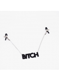 Зажимы на соски с кожаной подвеской Bitch - Crazy Handmade - купить с доставкой в Рязани